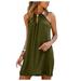 Follure Women Halter Neck Beach Sleeveless Shift Above Knee Little Casual Dresses