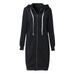 Womens Long Sleeve Zip Up Thick Solid Straight Style Pockets Hoodies Coat