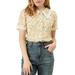 Allegra K Junior's Peter Pan Collar Lace Embroidered Casual Floral Shirt Blouse