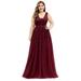 Ever-Pretty Womens Plus Size V-Neck Plus Size Bridesmaid Dresses for Women 75442 Burgundy US22