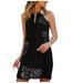 Tailored Fashion Women Summer Casual Metal Hanging Neck Printed Strapless Dress