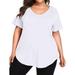 Avamo Summer Short Sleeve Tops for Women Plus Size T-Shirt Blouse Solid Color with Pockets Summer Essential