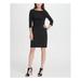 DKNY Womens Black 3/4 Sleeve Jewel Neck Above The Knee Body Con Evening Dress Size 16