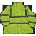 Petra Roc LPJ3IN1-C3-4X Rain Parka Jacket Waterproof Lime 300D Oxford with Pu Coating Ansi-Isea Class 3, 3-In-1 with Removable Independent Thermal Fleece Jacket, 4XL