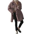 ZANZEA WomenS Turn-down Collar Plush Coat Winter Warm Shaggy Jacket Outwear