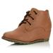 Women's Lace Up Oxford Wedge Booties Boot Ankle Fashion Round Toe Boots for Women Tan,pu,7.5, Shoelace Style Dark Brown