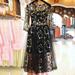 Summer Mesh Embroidery Floral Sexy Dresses Women Elegant Casual Evening Party Dress Transparent O Neck Vestidos Mujer Plus Size Black XXL