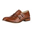 LibertyZeno's Men's Double Buckle Monk Strap Genuine Leather Cap-Toe Dress Shoes