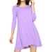 MBJ WDR930 Womens Round Neck 3/4 Sleeves Trapeze Dress XXXL LILAC