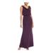 ADRIANNA PAPELL Womens Purple Slitted Solid Sleeveless Cowl Neck Maxi Sheath Straight leg Evening Dress Size 4