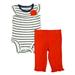 Carters Infant Girls Blue & White Striped Bodysuit & Leggings Outfit 2 PC Set