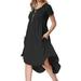 levaca womens summer knit short sleeve pockets swing casual shift dress black l