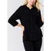Womens Juniors Front Pocket Button Down Top - Long Sleeve Button Up Shirt - Classic Black Shirt 40535P