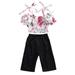 Emmababy Newborn Infant Baby Girls Floral Crop Top Shirt Pants Trousers Outfits Clothes Set 2PCS