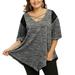 Egmy Womens Plus Size Flare Lace Asymmetrical Tunic T-Shirt tops