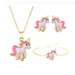 Unicorn Set White with Pink/Rose Pink Earring Necklace And Bracelet Girls Jewelry, J-150-U3S