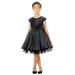 Sweet Kids Girls Black Full Pleated Satin Bow Junior Bridesmaid Dress