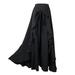 Clearance Women Fashion Tie-Waist Wrap Skirts Pants Casual Navy Chiffon Ruffle Wide Leg Loose Dress