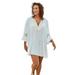 Swimsuits for All Women's Plus Size Embroidered Crinkle Cover Up Swimsuit Cover Up