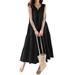 ZANZEA Women Solid Color Casual Sleeveless V Neck Tiered Maxi Dress