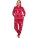 Silver Lilly Fair Isle One Piece Christmas Pajamas - Unisex Adult Holiday Jumpsuit (Red, L)