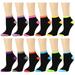 12 Pairs Women's Ankle Socks Assorted Colors Size 9-11 Two-Tone