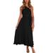 Sexy Dance One Shoulder Dress For Women Sexy Ruffle Sleeveless Maxi Dress Lace Up A-Line Sundress Club Evening Party Solid Dress