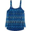 Del Raya Womens Geometric Printed Mesh Overlay Tankini Top