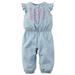 Carters Infant Girls Blue Denim & Pink Diamond Jumpsuit Coverall Outfit