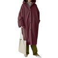 Women Winter Full Sleeve Hoodies Coat Solid Color Long Coat Trench Coat Windbreaker