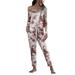 UKAP Women Sexy Boat Neck Tie Waist Juniors Romper with Belt Off Shoulder Tie Dye Overall Long Trousers Pants Woman Capris Womens Loungewear Playsuits