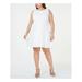 BETSEY JOHNSON Womens White Zippered Sleeveless Jewel Neck Above The Knee Tulip Party Dress Size 20W