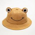 Cute Frog Bucket Hat, Summer Bucket Sun Hat, Fisherman Cotton Hat, Wide Brim Beach Cap for Adults Kids Women Men Girls (Khaki)