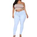 Women High Rise Distressed Solid Stretch Sexy Skinny Leg Denim Jeans Bodycon Jeggings Pencil Pants Trousers With Pockets