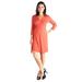 24seven Comfort Apparel Collared V-Neck 3/4 Sleeve Wrap Dress