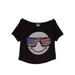 Lori Jane Big Girls Black Rhinestone Patriotic T-Shirt 6-16