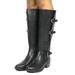 TOETOS Women's Knee High Boots Faux Leather Combat Casual Pull On Riding Boots MIRRAN-W BLACK Size 8