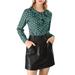 Allegra K Junior's Ruffle Neck Long Sleeve Vintage Heart Polka Dots Blouse Tops Dark Green 2XL