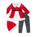 Toddler Girls 3pc Red Velvet Christmas Santa Outfit Snowflake Leggings & Hat