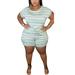 Avamo Plus Size Summer Loose Jumpsuit Rompers For Women Ladies Elastic Waist Pockets Shorts Playsuit Holiday Party Casual Rompers Playsuit Size XL-5XL