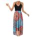 MIARHB Tiered Maxi Skirt Women Dress Women's Casual V-Neck Sleeveless Strap Open Back Print Dress