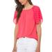 Michael Kors Womens Dotted-Sleeve Top Large Geranium