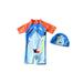 Suanret Kids Boys Swimsuit One Piece Bathing Suit Swimwear with Hat Surfing Suit