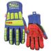 RINGERS GLOVES 297B-09 Impact Gloves,M,Hi-Vis Green/Blue,PR