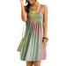 DaciyeWomen Tie Dye Printing Slip Dress Sleeveless Loose Dresses (Green Pink M)