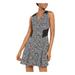 MICHAEL KORS Womens Black Printed Sleeveless V Neck Above The Knee Fit + Flare Dress Size XL