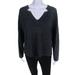 Jennifer T Womens Notched V Neck Lurex Sweater Gray Size Medium