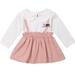 Baby Girls Peter Pan Collar Long Sleeve Fake Two Piece Floral Princess Dress Outfits