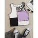 Women's Plus Size Contrast Lettuce Trim Patchwork Tank Top