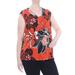 CALVIN KLEIN Womens Orange Printed Twist Front Sleeveless Top Plus Size: 2X